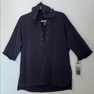 Green Tea Pigment Dye Lace Up Hoody